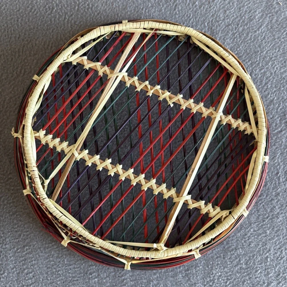 Colorful Woven Table Bowl Wicker‎ Rattan Basket Centerpiece Multicolor